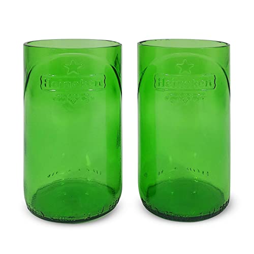 El Castor - Juego de 2 Vasos de Cristal 170 ml- Fabricación Artesanal con Botellas Recicladas de Cerveza - Hecho en España - Vasos para agua, cerveza, refrescos, Infusiones Cover