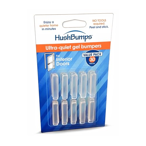 HushBumps Ultra-Quiet, Energy Absorbing Compound Bumpers for Interior Doors – 30 Pieces - Multi-Compound Polyurethane Absorbs Shock & Dampens Sound – Reduces Closing Noise and Vibration