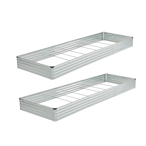 Foxlang 12x4x1ft(2 Pack) Galvanized Raised Garden Bed,Outdoor Planter Box Metal Patio Kit Planting Bed for Vegetables Flowers Herb,Silver
