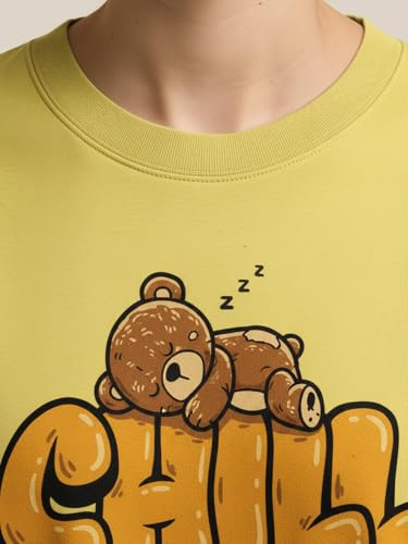 Image of HELLCAT Beige Trendy Printed Oversized T-Shirt for Women
