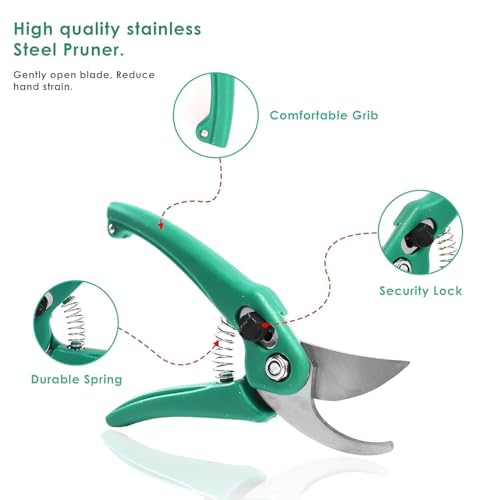 Image of Multipurpose Gardening Scissors - Heavy Duty Garden Shears with Stainless Steel Blades and Soft Grip Handles for Pruning, Trimming, Harvesting, and Plant Care(GTK)