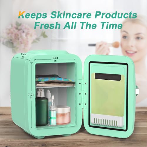 image for CROWNFUL Mini Fridge, 4 Liter/6 Can Portable Cooler and Warmer Persona