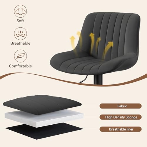 Image of Nalupatio Bar Stools Set of 2, Adjustable Modern Swivel Bar Stools with Backs, Counter Height Performance Fabric Island Chairs for Home Kitchen, Black
