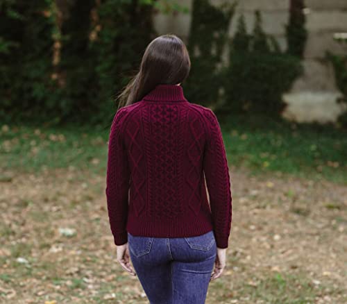 Image of SAOL Women's Wool Sweater Irish Cable Knit Jumper Made in Ireland