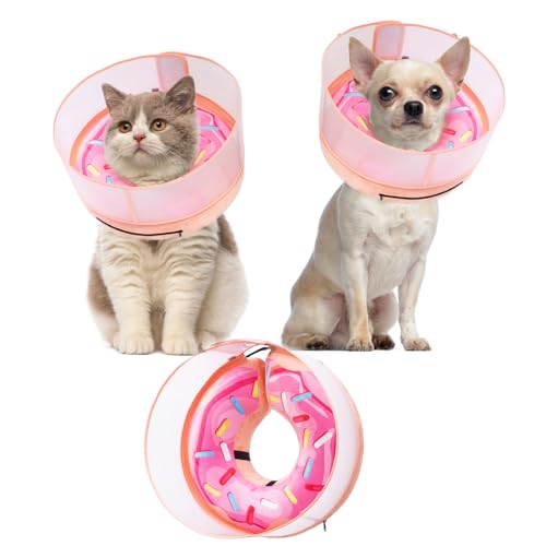Image of Inflatable Dog Cone Collar with Enhanced Anti-Licking, Soft Neck Donut for Dogs Cats, Recovery Pet Cone Collar After Surgery for Large Medium Small Dogs (Donut Pink2, Medium)