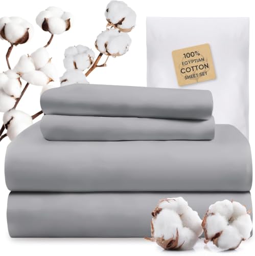 Image of TWK 1200 Thread Count 100% Egyptian Cotton Sheets Bed Set,Thickness,Long-Lasting Durability,Resists Pilling,Deep Pocket Up to 18 inch(Gray, King)