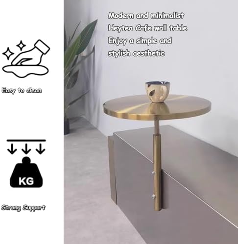 Modern Wall-Mounted Cocktail Table - Compact Round Floating Desk & Bar Tray for Living Room, Cafe, Dessert Shop, Balcony - Stylish Silver Workstation