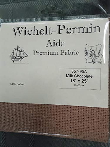 Wichelt Permin Premium AIDA Cross Stitch Fabric 14 Count Milk Chocolate 18