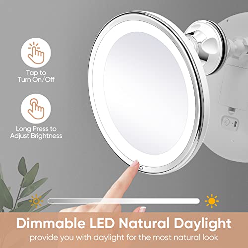 image for KEDSUM 7.8 inch 10X Magnifying Makeup Mirror with Lights, Dimmable Lig