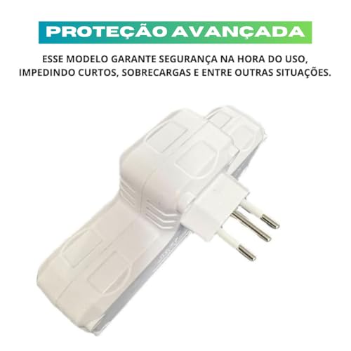 Extensão de Tomada, Régua Tomada, Régua de Energia, 3 Tomadas, 2 Entradas Usb, 1 Entrada Tipo-C, Sup