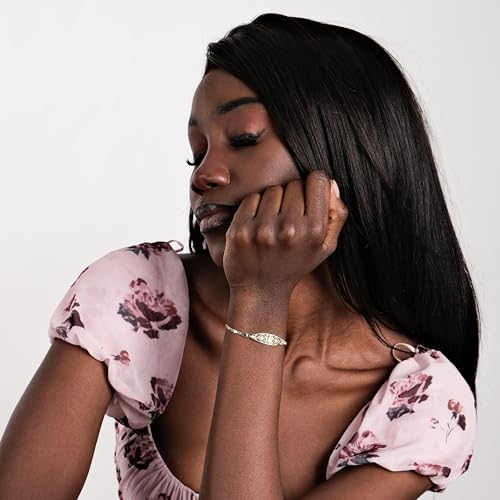 MIONZA 14K Solid Gold Heart Virgin Mary Bracelet, Religious Baptism Intricate Filigree Design, Catholic Jewelry Gift for Women2