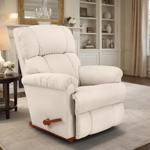 Image of LA Z BOY American Imported Pinnacle Single Seater Manual I-Clean Fabric Reclina Rocker Recliner Sofa | Premium Durable Iconic Comfort Home Design | Living Room Relax Seating Chair | I Waverly Linen