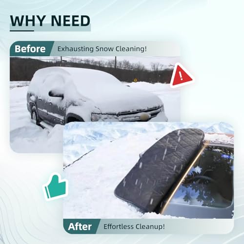 Image of Windshield Snow Cover Compatible with Honda CRV SUV 2024-2017 Custom Fit LX EX EX-L Upgraded Custom Fit Magnetic Windproof Sunshade Cover 4-Layer Protection Ice, UV,Frost Wiper & Mirror Covers