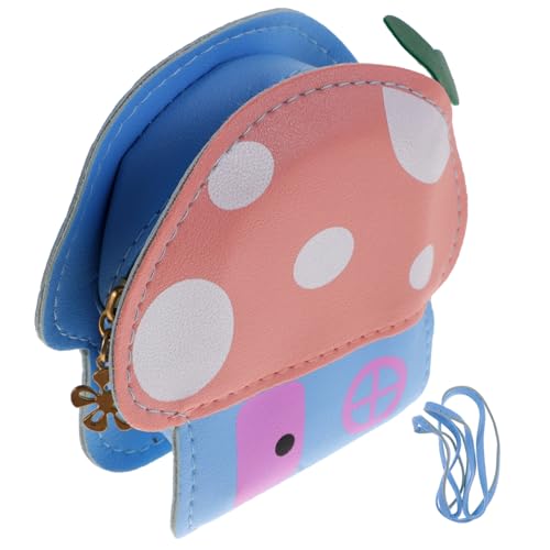 Boy Girl Mushroom Coin Purse Cute Cartoon Change Bag for Boy Girl Fashionable Shoulder Bag for Storing Coins Snacks and Items Light Blue