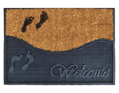 SERDECO DECORACION Felpudo Coco Natural Premium (Waves Footprint, 45 x 60 cm)