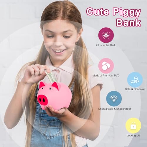 Image of Piggy Bank for Kids, Piggy Bank for Boys, Glow in the Dark | Glow in the Dark Plastic Piggy Bank, Coin Bank Suitable for Boys and Girls