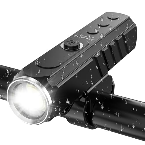 自転車 ライト 高輝度 最大3000ルーメン 4段階照明モード USB充電式 LED ヘッドライト 強光懐中電灯 防水 防眩 防塵 軽量 コンパクト 自転車用シートクランプ付き 自転車用ライト 子供 通学 通勤 防災 クラクション 夜間走行ライトの商品画像（Amazon）
