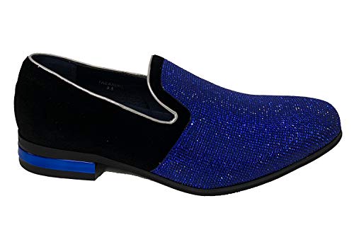 G4U-Alberto Fellini Men's Dress Shoes Glitter Loafers Rhinestone Stage Tuxedo Fashion, 10.5 Royal2