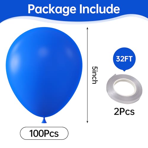 Image of KALOR Retro Dark Blue Balloons,100 Pcs 5 Inch Klein Blue Matte Latex Balloons for Balloon Garland Arch, Birthday Decoration, Wedding Party, Baby Shower Decorations