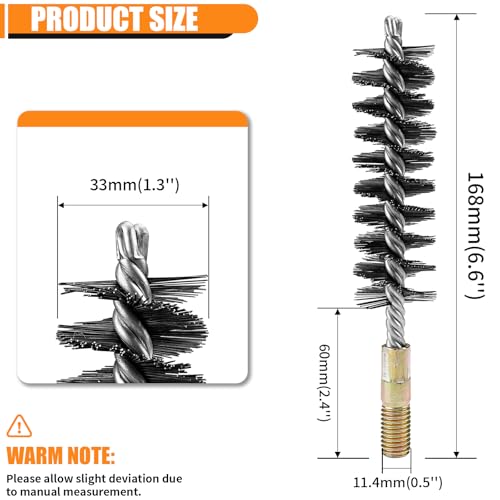 Image of 1Pc 1.2 inch Round Pipe Tube Cylinder Bores Stainless Steel Wire Brush 32mm