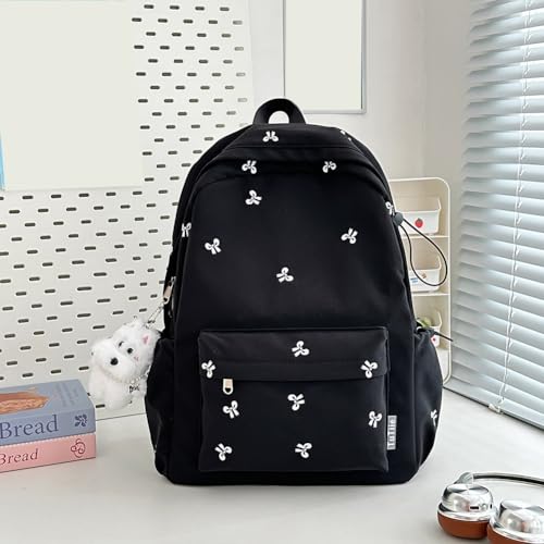 Bowknot Backpack Adjustable Strap Bookbags for Girl Women Travel (Black)3