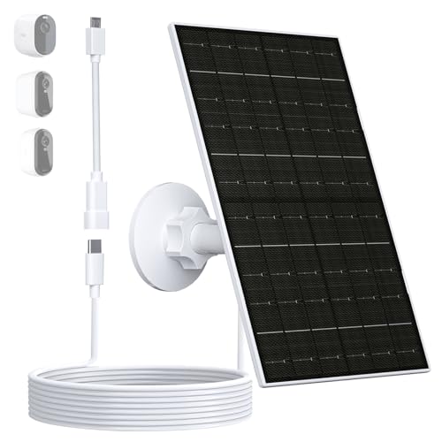 Zivif 7W Solar Panel for Arlo Essential 2K (2nd Gen) Essential XL Spotlight Cameras USB-C Solar Charger with Micro USB Connector IP66 Waterproof 360 Adjustable Mount 7.2ft Cable