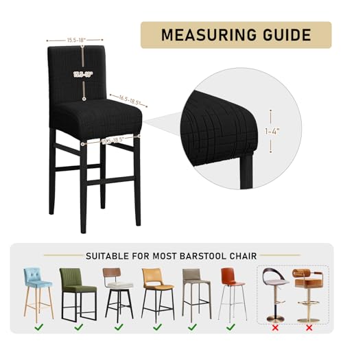 Image of JIUZHEN Black Stretch Velvet Bar Stool Counter Covers Set of 4