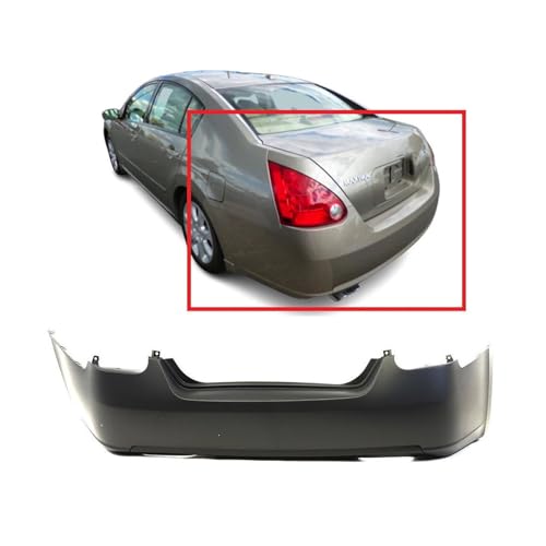 Image of FitParts Compatible with Nissan Maxima 2007-2008 Rear Bumper Cover | Primed, Without Parking Sensor Holes, Without Tow Hook Hole, Sedan, Ready to Paint, OEM 85022ZK30B, NI1100246