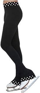 COYI Figure Skating Practice Pants Thermal Tights Over The Boot Footed Ice Skating Leggings Skate Pants(Size:110,Color:Black)