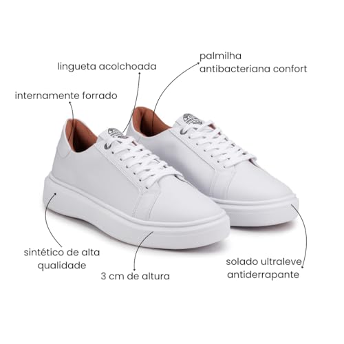 Sapatenis Tenis Casual Masculino Original Adulto (Branco, BR, Adulto, Numérico, 40)