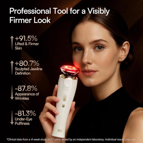 Image of INIA 3-in-1 Red Light Therapy for Face and Neck Beauty Device for Puffiness & Skin Firming Skincare Tool (White)