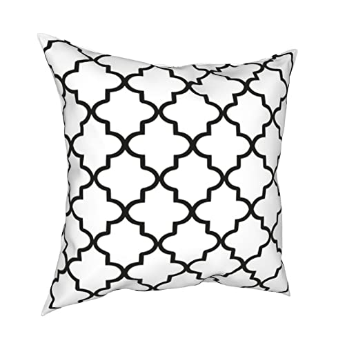 Kissenbezüge, modern, weiß und schwarz, marokkanisches Vierpass-Design, weich, quadratisch, dekorativ, für Sofa…