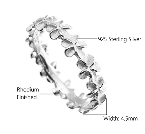 Aloha Jewelry Company 925 Sterling Silver Plumeria Flower Eternity Wedding Engagement Band Stackable Promise Ring, Nickel Free Hypoallergenic for Sensitive Skin, with Gift Box4
