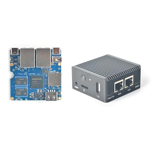 Nanopi R2S Plus Wireless WiFi Computer Router OpenWRT, Rockchip RK3328 Soc ,DDR4 1GB RAM 32GB eMMC, with Dual Gbps Ethernet M.2 WiFi Module Slot for Smart Home Office Gateway, Support Debian Ubuntu