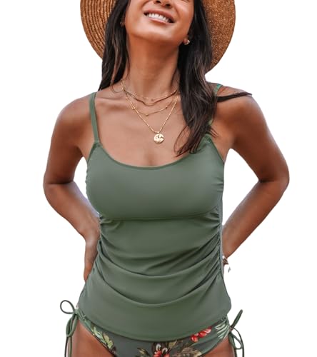 CUPSHE Women's Tankini Top Scoop Neck Swimsuit Tummy...