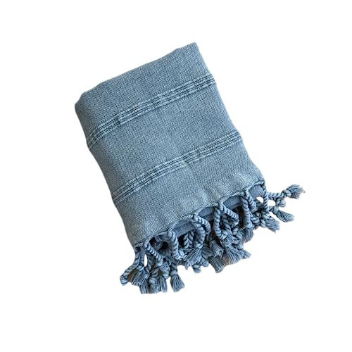 Myaprils Turkish Hand Towels - Farmhouse Bath Towels Face, Hair, Guest - Decorative Hand Towels For Kitchen Tea Towel Washcloth, Gym Travel Towel - Denim Blue/Gray #TOP2