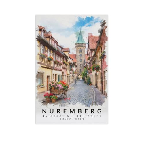 Paysage urbain Nuremberg poster aquarelle pour raviver vos souvenirs de voyage vintage