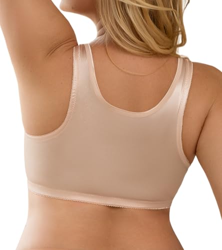 Women's Full Coverage Bra Front Closure Non Padded Minimizer Wire-Free Bras Comfortable Wide Strap3