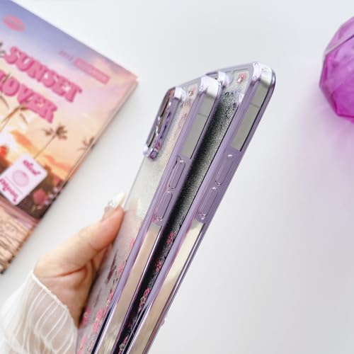 Image of for Note 10 Plus Case,Galaxy Note 10 Plus case for Women Gradual Change Glitter Crystal Soft TPU Butterfly Floral Heart Clear Protective Cover with Strap for Galaxy Note 10 Plus (Purple)