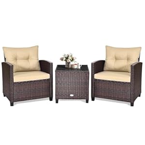 Kotek3piecepatiofurnituresetoutdoorconversationsetwithwashablecushionstemperedglasstabletopperattanwickerbistrosetforporchgardenbalconybeige Urban Country Home Decor Kotek 3 piece patio furniture set outdoor conversation set with washable cushions tempered glass tabletop pe rattan wicker bistro set for porch garden balcony beige urban country home decor