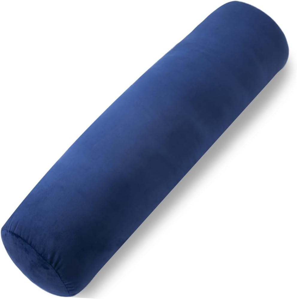 Body Pillow for Adults, Bolster Pillow with Removable Velvet Cover, Long Round Cervical Roll Pillow, 35 x 7.87 Inches, Blue