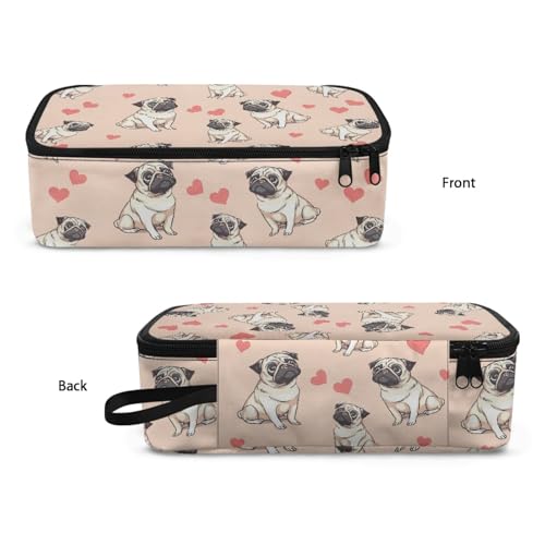 Image of Pug Dog Large Pencil Pouch for Girls Cute Pencil Case with Pen Slot Kids Pencil Bag for 3Rd 4Th Children Boys Pencil Box for Toddler Ninos Ninas Pencil Organizer Cion Purse,Pink