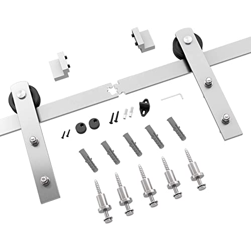 Image of SMARTSTANDARD 6ft Heavy Duty Nickel Sliding Barn Door Hardware Kit - Smoothly and Quietly -Easy to Install - Includes Step-by-Step Installation Instruction Fit 36 inch Wide Door Panel(I Shape Hanger)
