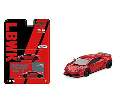 MINI GT True Scale Miniatures LB Works Model Car Compatible with Lamborghini Huracan ver. 2 (Red) Limited Edition 1/64 Diecast Model Car MGT00375