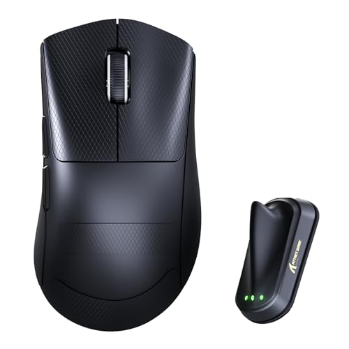 Image of ATTACK SHARK V8 8K Wireless Gaming Mouse Whit 42000 DPI-PAW3950 MAX Sensor-59g Lightweight-Nordic54L15 MCU-400h Battery Life, Triple Modes,Gaming Accessories for PC /Laptop /Mac (Black Griptap)