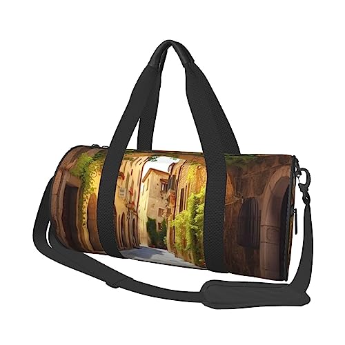 Sac de voyage rond Italian Street idéal pour le fitness et l'entraînement de gym en noir
