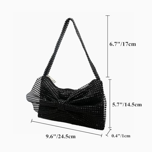 Image of DJBM Women Bow Evening Clutch Sparkling Deluxe Rhinestones Purse for Daily Feast