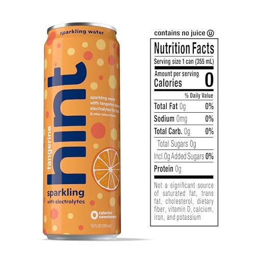 Image of Hint Sparkling Water, Tangerine - Canned Flavored Water Beverages with Electrolytes, Zero Calories, and Sugar Free - 12 Fl Oz Cans (Pack of 12)