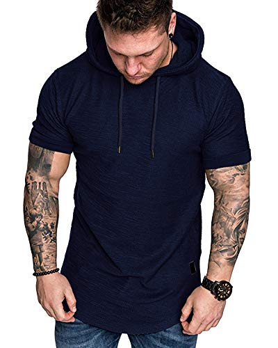 Image of Lexiart Mens Cotton Hoodies Pullover Sport Muscle Workout Shirts