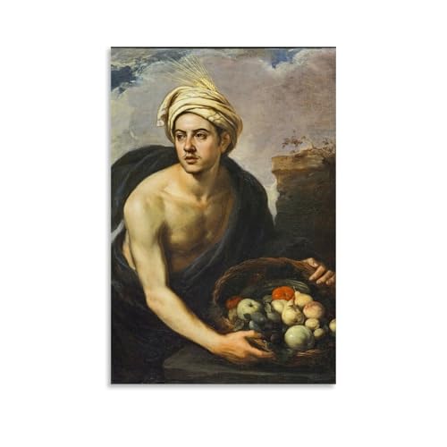 YiQuSoft Bartolome Esteban Murillo - Póster de hombre joven con una cesta de frutas, lienzo decorativo para el hogar, dormitorio, decoración moderna, sin marco, 20 x 30 cm